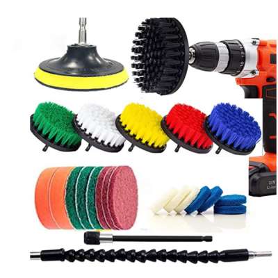 24pcs 4 inch Customizable free combination Drill Brush Attachments Set Scrub Sponge pad Power Scrubber brush