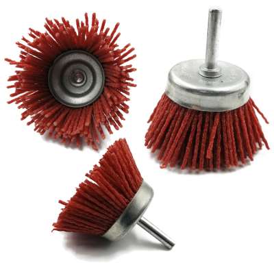 3 inch stainless steel handle crimped nylon abrasive polishing cup brush